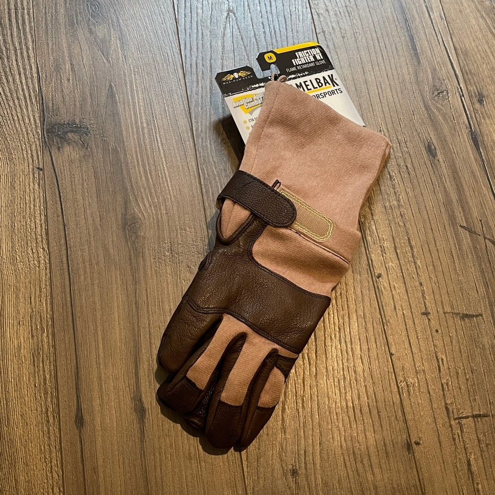 CamelBak Friction Fighter NT Flame Retardant Gloves Tan Brown Nomex Leather Med